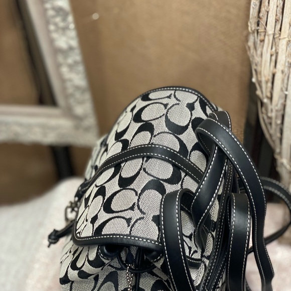 Coach 6613 Black Signature Canvas Leather Backpack/Tote/Handbag/Shoulder Bag - Picture 5 of 8